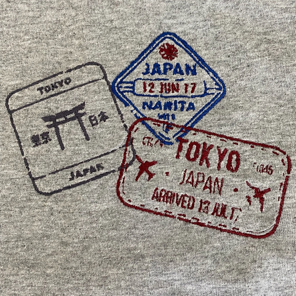Japan Passport Stamp Embroidered T-shirt